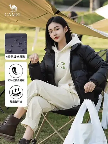 骆驼超柔泡芙羽绒服轻量面包服保暖外套2023冬款莫兰迪多色男女款图片