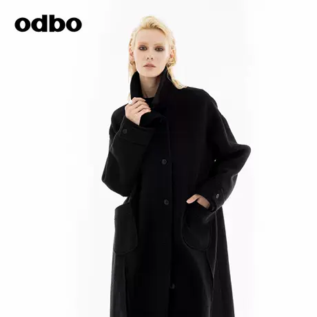odbo/欧迪比欧时尚英伦复古风外套2024秋冬新款女装翻领毛呢大衣图片