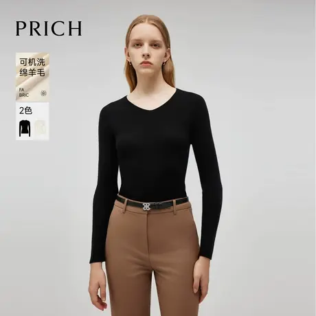 【超能小太阳严选】【可机洗羊毛】PRICH简约休闲针织衫打底毛衣商品大图