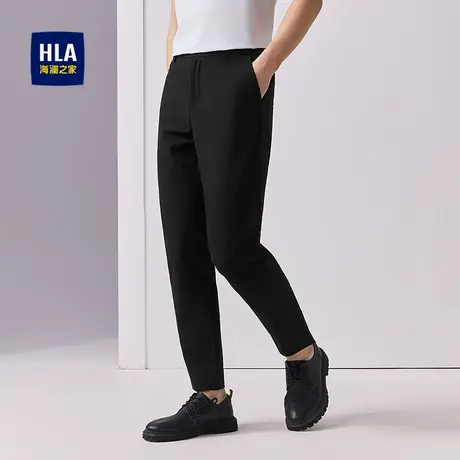 HLA/海澜之家弹力休闲裤25春夏新款柔软亲肤舒适松紧腰通勤裤子男图片