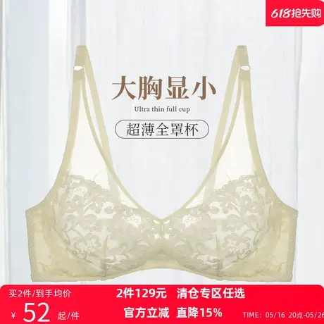 夏娃的诱惑全包大胸显小内衣女缩胸超薄透气春夏季薄款防下垂文胸商品大图