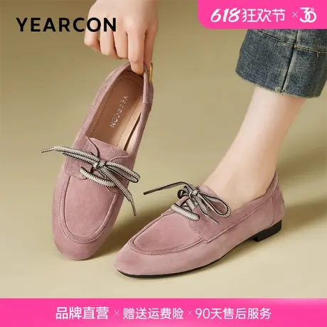 意尔康羊皮系带乐福鞋女2025秋季新款复古真皮舒适软底不累脚女鞋图片