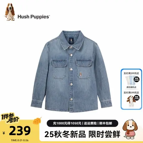暇步士童装儿童牛仔衬衫2025秋新款男童休闲翻领衬衣女童宽松上衣商品大图