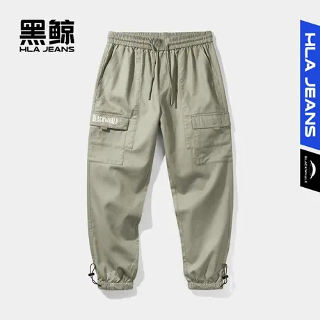 黑鲸HLAJEANS海澜之家旗下潮牌大口袋束脚休闲裤男工装裤九分裤图片
