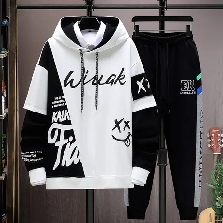 13初高中学生春秋款卫衣12岁男孩帅气运动套装14青少年大童男装15商品大图