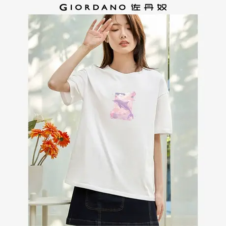 佐丹奴T恤女装印花纯棉圆领短袖T恤 69394138商品大图
