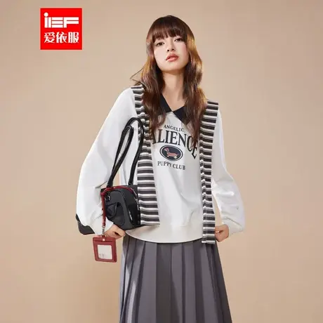IEF/爱依服2025秋季新款韩版时尚小众设计感通勤休闲百搭卫衣上衣图片