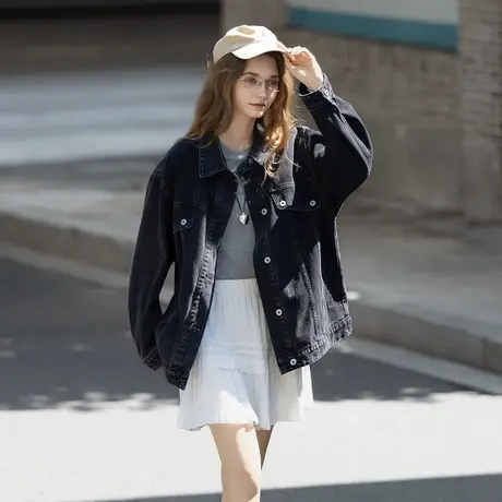 唐狮秋季新款女牛仔外套潮流韩版设计感小众女士上衣宽松爆款TU图片