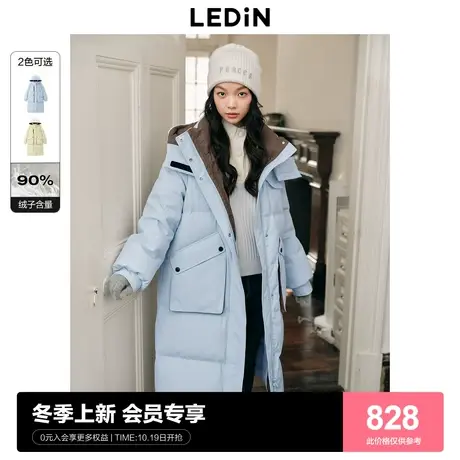 乐町长款三防少女工装风羽绒外套23年冬季新款马卡龙色加厚羽绒服商品大图