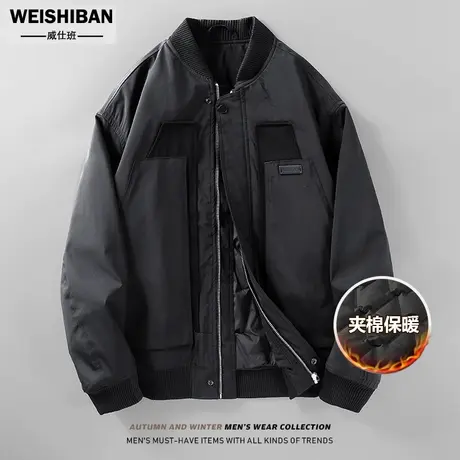 潮牌宽松军旅飞行员夹克男轻薄款冬季2023新款棒球领防风保暖外套图片