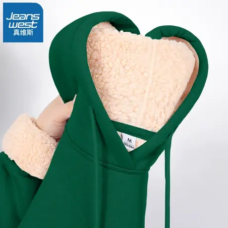 VR真维斯加绒加厚卫衣女冬季2023新款爆款宽松女款上衣羊羔绒外套商品大图