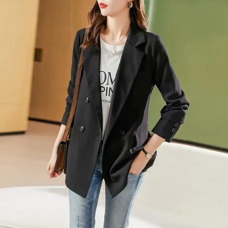 时尚气质小西装外套女春秋季2021年新款韩版休闲简约直筒宽松上衣图片