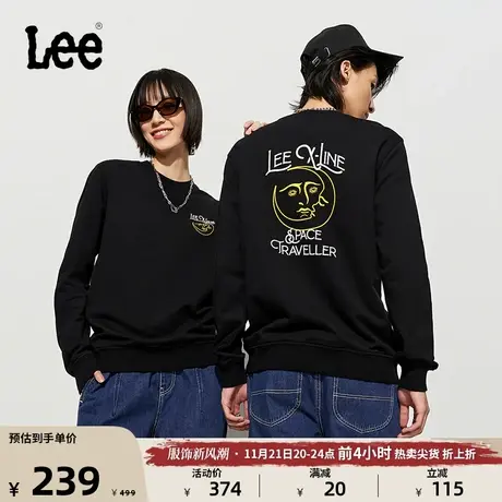 Lee23秋冬新品标准版黑色圆领印花男女同款卫衣LUT0072584XH-K11图片