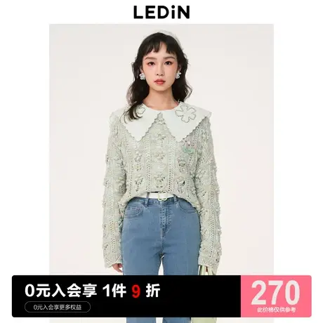 乐町镂空针织套衫23秋季新款立体花花毛衣C2EED1303商品大图