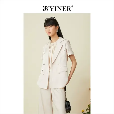 YINER音儿专柜女装2022夏季新款气质双排扣西装短外套商品大图