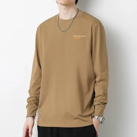 重磅纯棉长袖t恤男2023新款秋季印花内搭打底衫宽松潮流全棉体恤商品大图