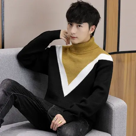 2023秋冬新款高领毛衣男韩版潮流针织毛线衫内搭打底衫加厚上衣服商品大图