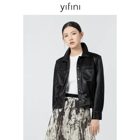 Yifini/易菲复古pu皮衣美拉德外套女秋时尚百搭机车皮短款夹克商品大图