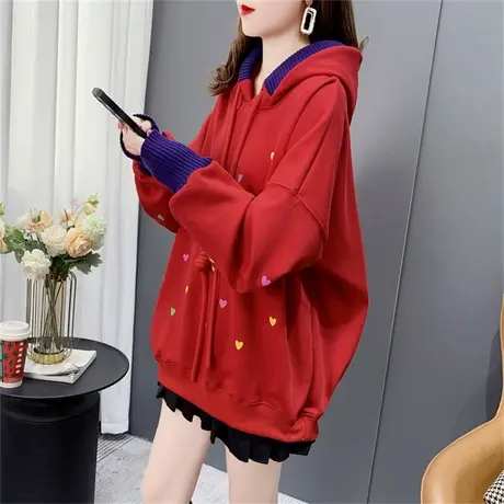 加绒加厚连帽卫衣女2022新款秋冬宽松慵懒风洋气减龄爆款上衣外套商品大图