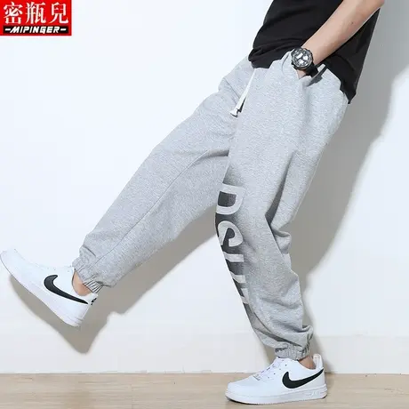 密瓶儿休闲运动裤男宽松秋季男士灰色加肥加大胖子男装裤子男潮流商品大图