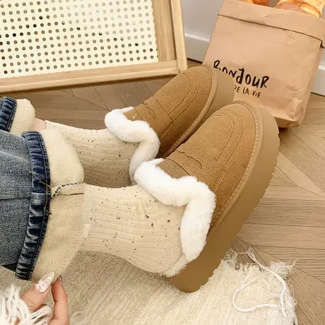 厚底博肯包头半拖鞋毛毛拖鞋女外穿秋冬季棉拖鞋2023新款雪地靴女商品大图