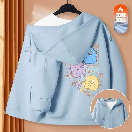 小个子开衫外套卫衣女秋冬2023新款冬季加绒加厚连帽爆款衣服冬装商品大图