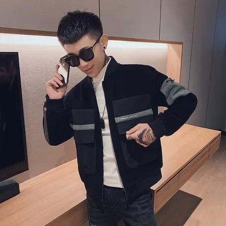 秋季男士夹克外套上衣工装修身潮流休闲网红潮牌百搭快手社会小伙商品大图