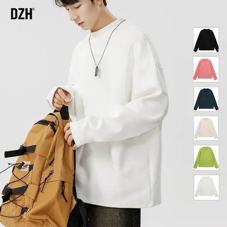 男士白色德绒打底衫男秋冬款保暖内衣长袖t恤半高领卫衣内搭上衣商品大图