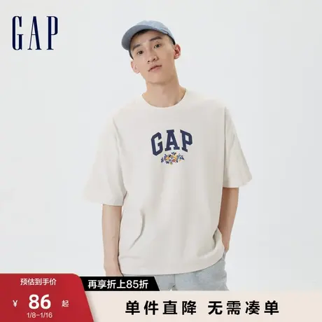 【断码优惠】Gap男装夏季花卉LOGO度假风短袖T恤运动上衣602918图片