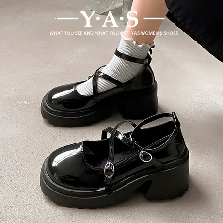 黑色矮子乐小皮鞋女夏季新款2024复古英伦风粗跟日系jk玛丽珍单鞋商品大图