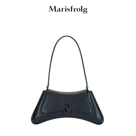 【商场同款】玛丝菲尔年秋季新款黑色牛皮革包盖式单根手提包商品大图