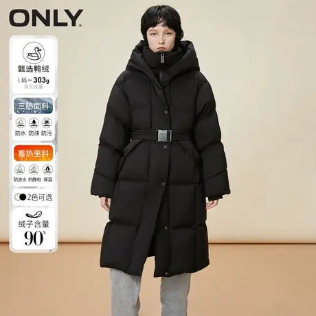 【上新】ONLY奥莱冬季三防面料蓄热里料开衫中长羽绒服女商品大图