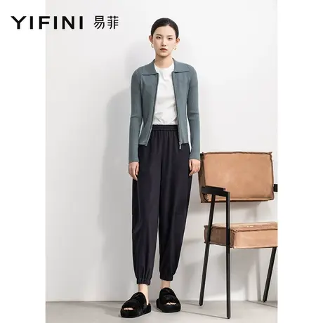 Yifini/易菲宽松休闲九分裤女春秋新款茧型运动通勤百搭卫裤商品大图