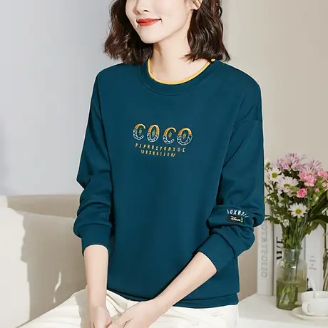 春季新品圆领卫衣女2023年流行的新款时尚宽松长袖上衣薄款外套潮商品大图