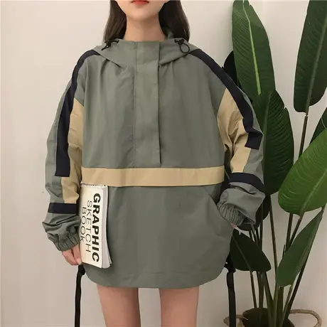 2021春季新款外套女韩版宽松学生港风短款工装原宿风bf男女卫衣潮图片