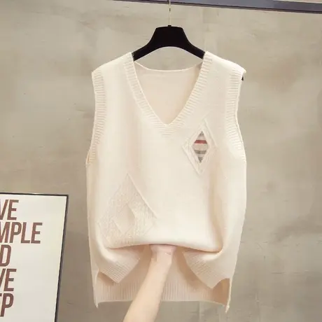 v领针织马甲背心女2023秋装新款宽松马夹外穿上衣外搭毛衣坎肩潮商品大图