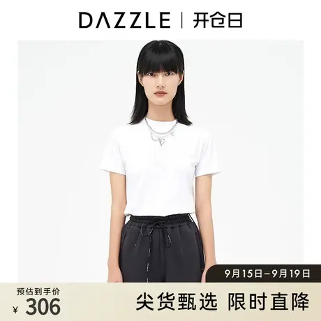 DAZZLE地素奥莱 字母刺绣休闲短袖T恤女2D4B3061C图片