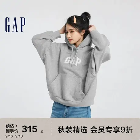 【欧阳娜娜同款】Gap女装秋冬LOGO碳素软磨抓绒805282连帽卫衣商品大图