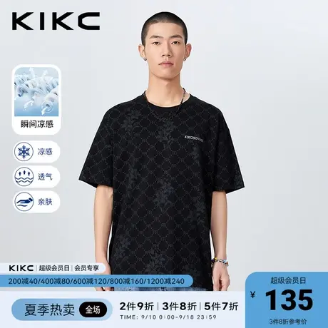 【凉感】kikct恤男2023春夏新款商场同款花卉印花休闲个性短袖商品大图