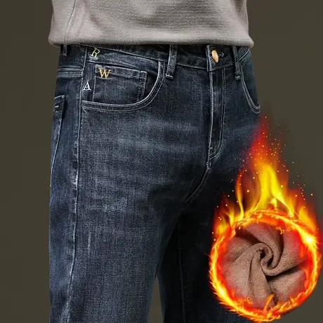 秋冬款冬季加绒加厚牛仔长裤子男士保暖外穿休闲男裤棉裤2023新款图片