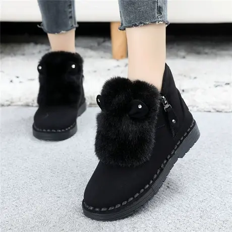 平底雪地靴女短筒2023冬季加厚防滑棉靴短靴韩版百搭加绒学生棉鞋商品大图