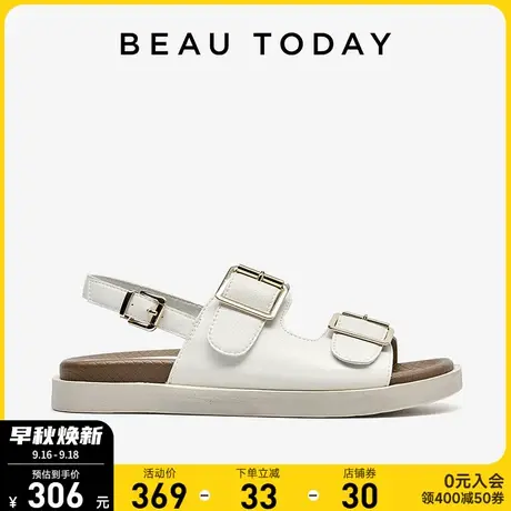 BeauToday白色凉鞋女夏季BT罗马凉鞋女时装凉鞋女士凉鞋厚底凉鞋商品大图