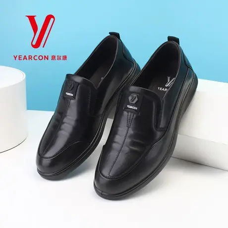 意尔康正品皮鞋男真皮2023春新款商务休闲软底一脚蹬头层牛皮单鞋商品大图