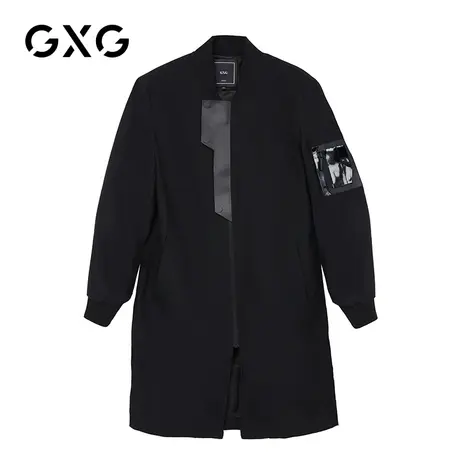 【特价】GXG男装 秋季黑色经典款时尚潮流风衣外套GY108432E图片