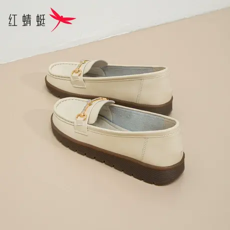 REDDRAGONFLY红蜻蜓 小红书推荐~真皮单鞋软底一脚蹬平底豆豆鞋女图片