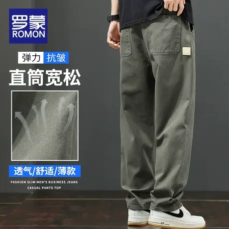 罗蒙工装裤男士夏季薄款宽松束脚夏天美式潮牌纯棉休闲男生长裤子图片
