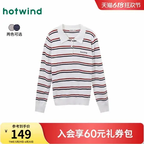 热风polo衫2025年春季新款女士翻领针织衫美式复古情侣内搭上衣商品大图