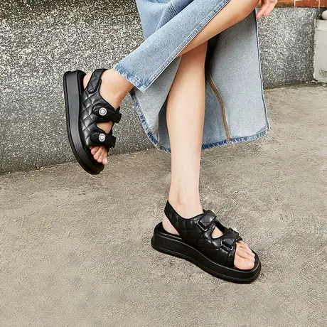 VME/舞魅时装凉拖鞋小香风菱格厚底百搭时尚女款夏季2023新款外穿商品大图