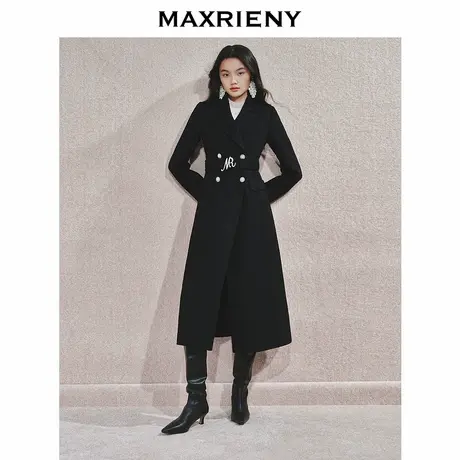 MAXRIENY优雅复古感大衣女24冬新款双面呢羊毛外套中长款收腰显瘦图片
