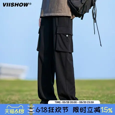 VIISHOW工装裤男2025年春款美式机能直筒宽松痞帅炸街大口袋长裤商品大图